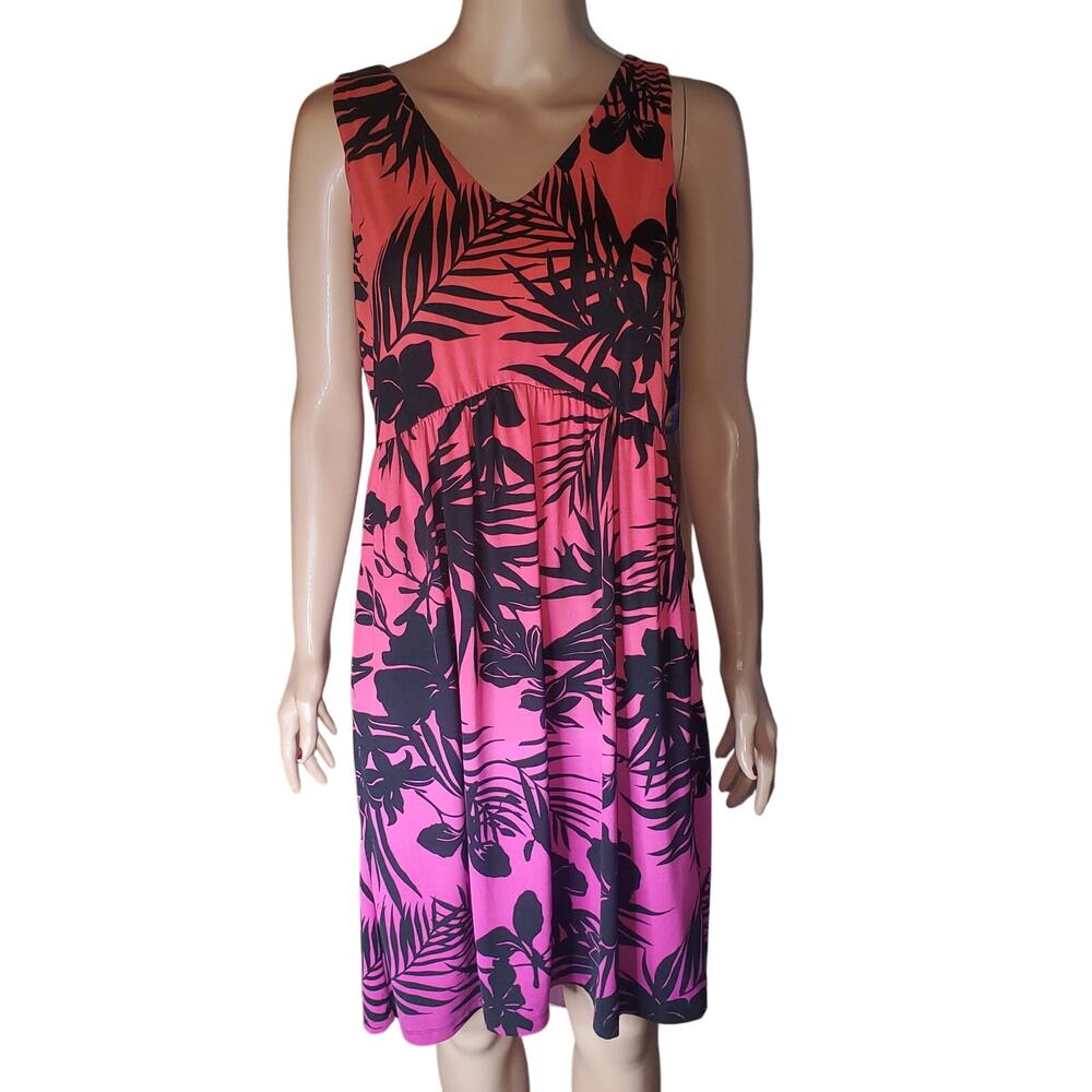 Soma Cool Nights Ombre Pink Purple Dress M Tropical Resort Pockets Knee Length